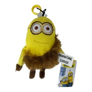 Despicable Me Minions Movie Caveman Minion Plush Clip On Keychain